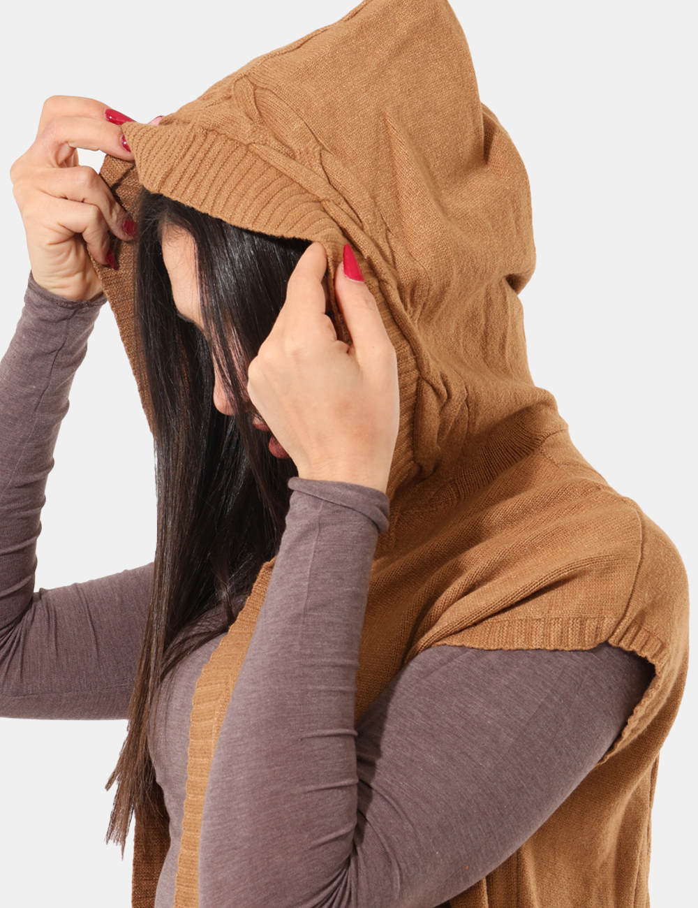 S65YBEX22622-SA_CAMMELLO_AI25_3 Cardigan Sandro Ferrone Beige - Cardigan lungo con cappuccio, senza maniche.Cod. art. S65YBEX22622 SAVi ricordiamo che tutti