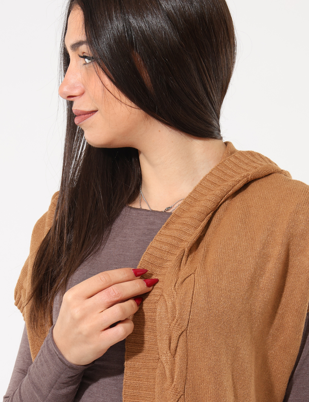 S65YBEX22622-SA_CAMMELLO_AI25_4 Cardigan Sandro Ferrone Beige - Cardigan lungo con cappuccio, senza maniche.Cod. art. S65YBEX22622 SAVi ricordiamo che tutti