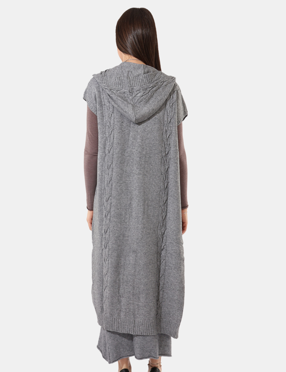 S65YBEX22622-SA_GRIGIO_AI25_2 Cardigan Sandro Ferrone Grigio - Cardigan lungo con cappuccio, senza maniche.Cod. art. S65YBEX22622 SAVi ricordiamo che tutt