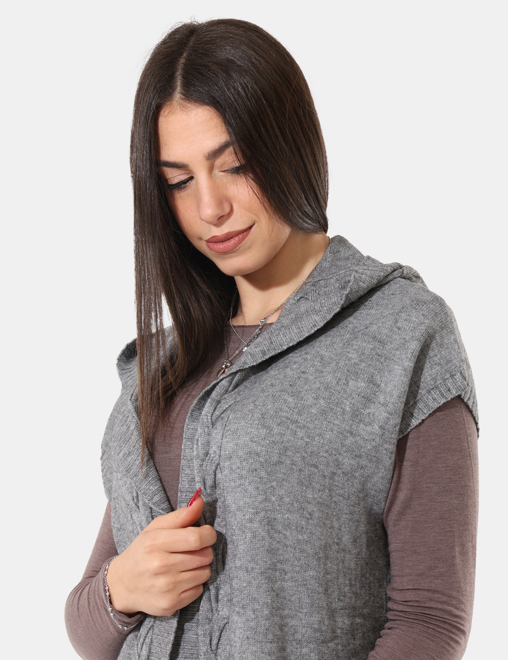 S65YBEX22622-SA_GRIGIO_AI25_3 Cardigan Sandro Ferrone Grigio - Cardigan lungo con cappuccio, senza maniche.Cod. art. S65YBEX22622 SAVi ricordiamo che tutt