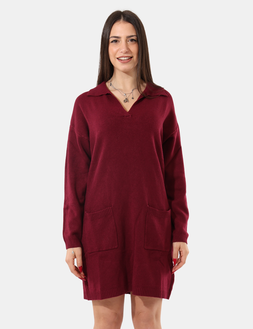 S65YBEX22652-SA_AMARONE_AI25_6 Maxi pull Sandro Ferrone Bordeaux - Maxi pull, morbido con tasche e colletto.Cod. art. S65YBEX22652 SAVi ricordiamo che tutt