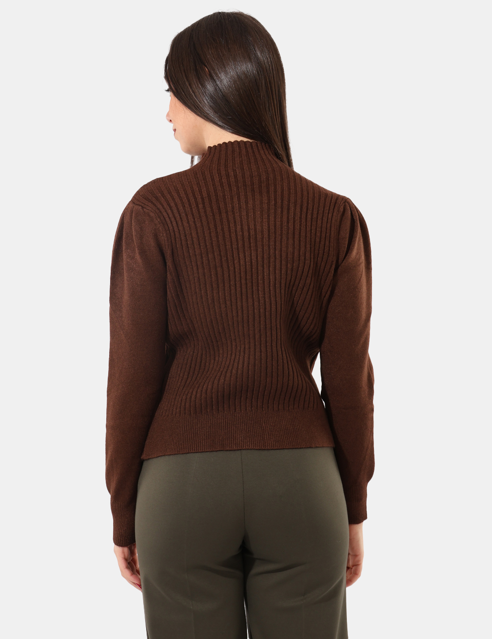 S65YBEX23321-SA_MORO_AI25_2 Maglione Sandro Ferrone Marrone - Maglione a coste con manica a sbuffo.Cod. art. S65YBEX23321 SAVi ricordiamo che tutti i no