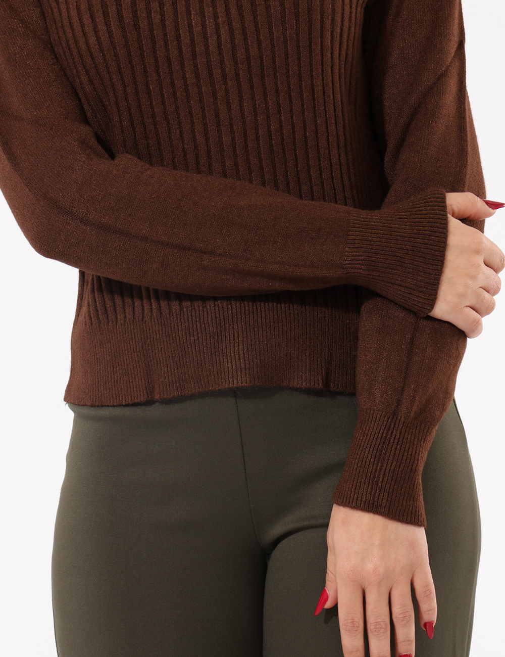 S65YBEX23321-SA_MORO_AI25_3 Maglione Sandro Ferrone Marrone - Maglione a coste con manica a sbuffo.Cod. art. S65YBEX23321 SAVi ricordiamo che tutti i no