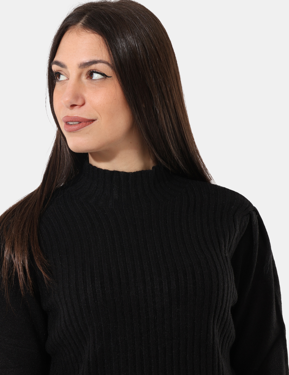 S65YBEX23321-SA_NERO_AI25_4 Maglione Sandro Ferrone Nero - Maglione a coste con manica a sbuffo.Cod. art. S65YBEX23321 SAVi ricordiamo che tutti i nostr