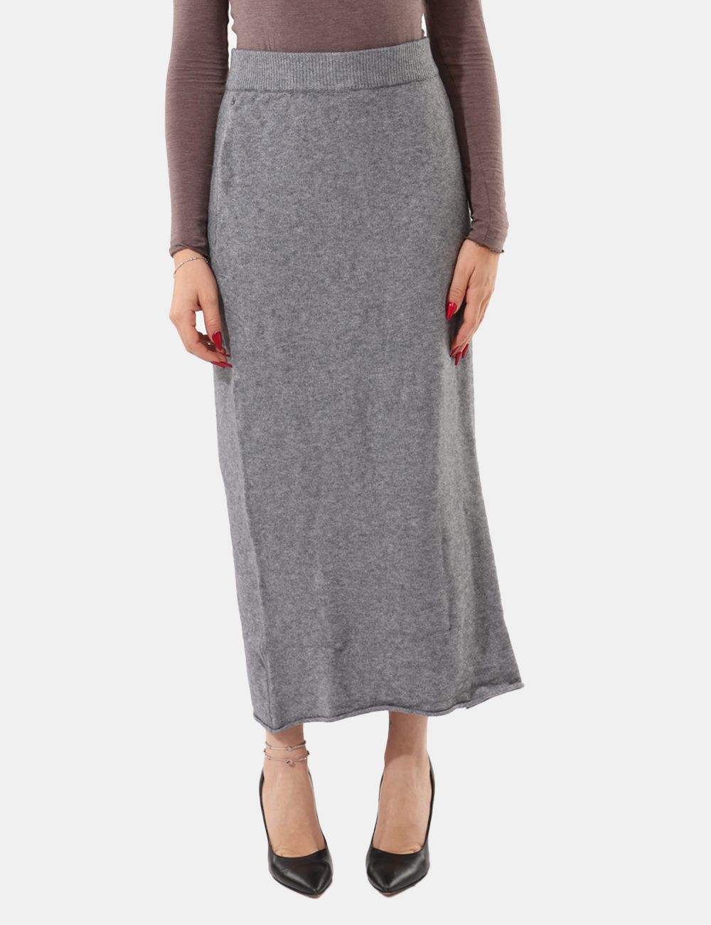 S65YBEX23322-SA_GRIGIO_AI25_5 Gonna Sandro Ferrone Grigio - Gonna longuette in maglia , per un look comodo e fashion.Cod. art. S65YBEX23322 SAVi ricordiam