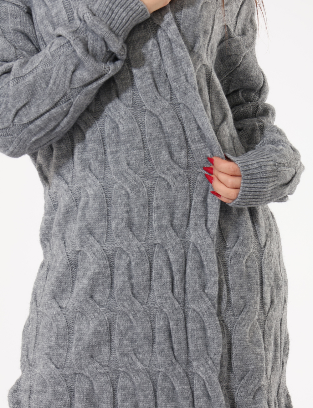 S65YBEYT12398-SA_GRIGIO_AI25_3 Cardigan Sandro Ferrone Grigio - Morbido cardigan a trecce, senza bottoni adatto per completare i tuoi look piu casual.Cod.