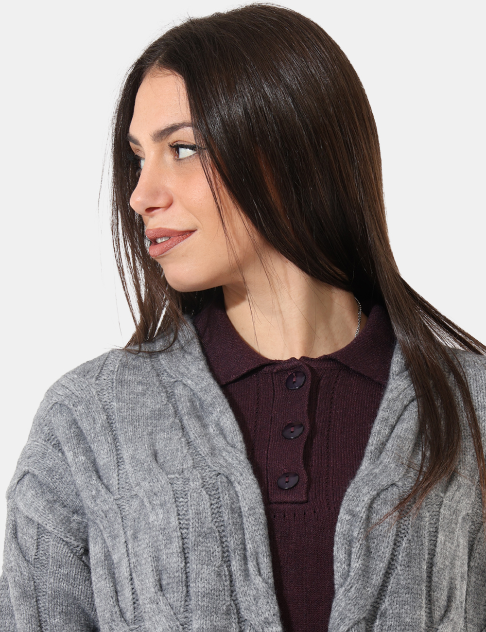 S65YBEYT12398-SA_GRIGIO_AI25_5 Cardigan Sandro Ferrone Grigio - Morbido cardigan a trecce, senza bottoni adatto per completare i tuoi look piu casual.Cod.