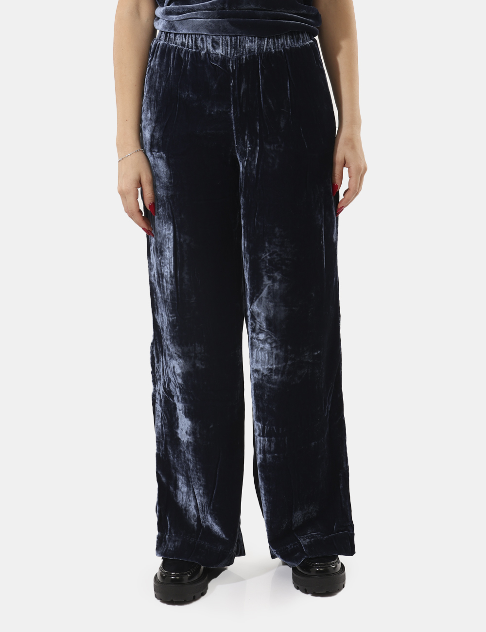 TP9405-SA_NIGHT_AI25_6 Pantalone Ottod'Ame Blu - Pantalone morbido, largo con elastico in vita adatto ad ogni occasione.Cod. art. TP9405 SAVi ricor