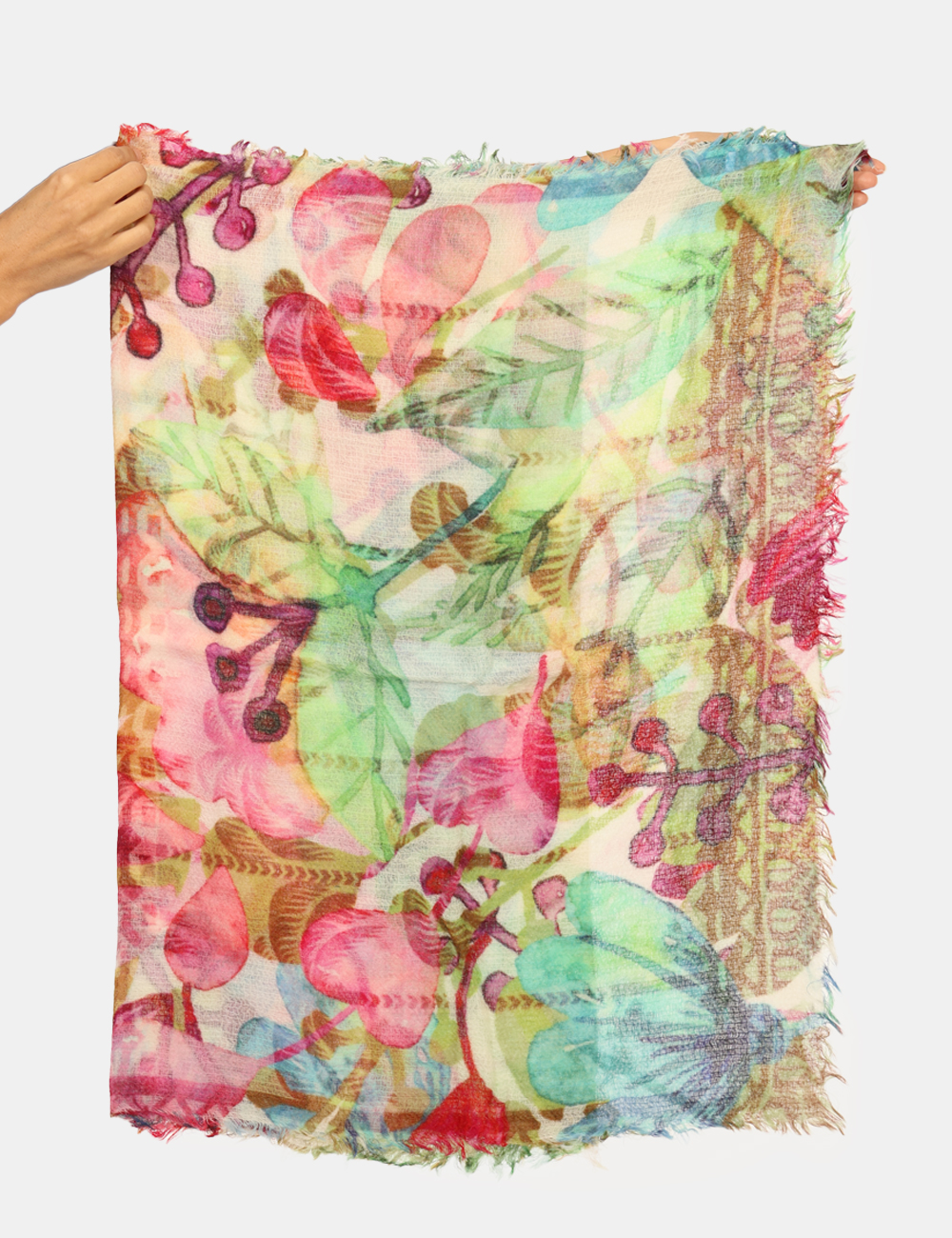 WP250499-OA_VAR--UNICA_AI25_2 Sciarpa Concept83 Fantasia - Sciarpa in total lana, su fantasia floreale tendente al rosa e verde. Indossatura pratica e man