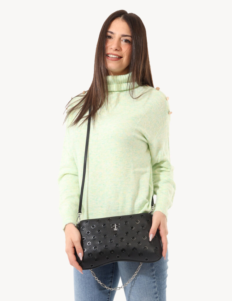 Borsa Fracomina Nero - Borsa a tracolla con catena argentata.Cod. art. FA24WB6001P441K4 SAVi ricordiamo che tutti i nostri a