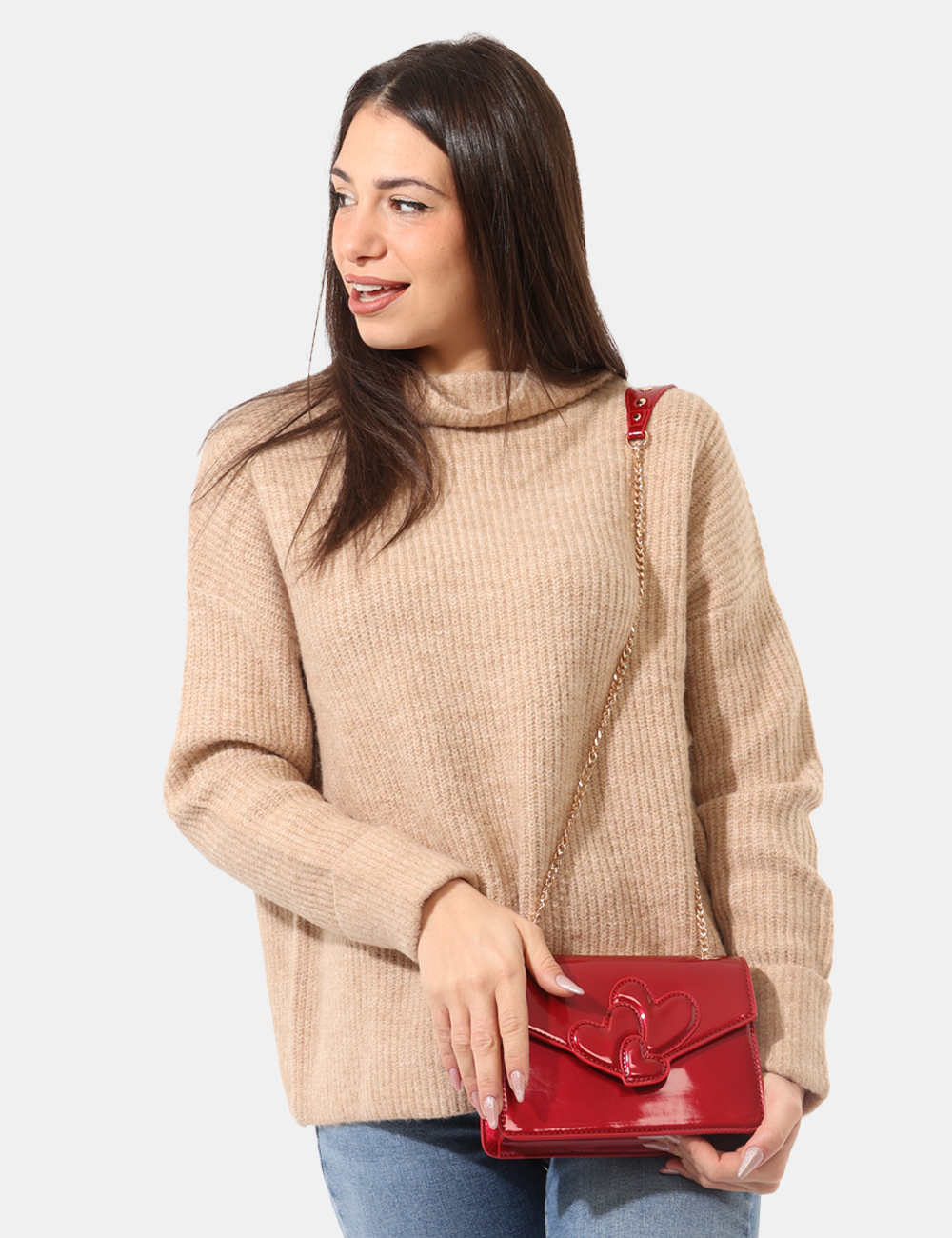 FQ24WB3001P44501-SA_RED_AI25_1 Borsa Fracomina Rosso - Borsa a tracolla in vernice, con catena dorata.Cod. art. FQ24WB3001P44501 SAVi ricordiamo che tutti