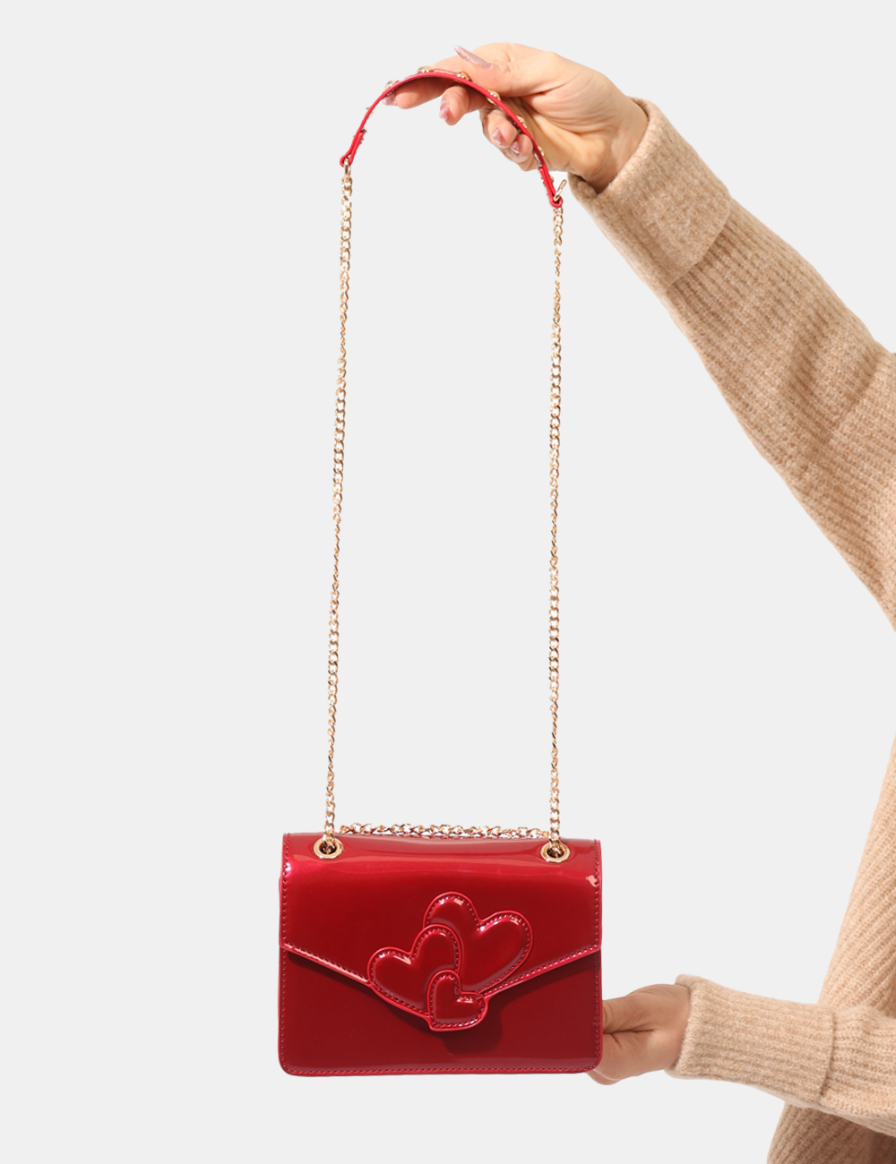 FQ24WB3001P44501-SA_RED_AI25_4 Borsa Fracomina Rosso - Borsa a tracolla in vernice, con catena dorata.Cod. art. FQ24WB3001P44501 SAVi ricordiamo che tutti