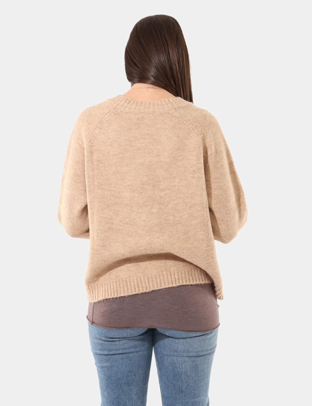 NA612-SA_BEIGE_AI25_2 Maglione Rue De Clerie Beige - Maglione modello cardigan, in misto lana, total beige con tasche a toppa. La vestibilità è mo