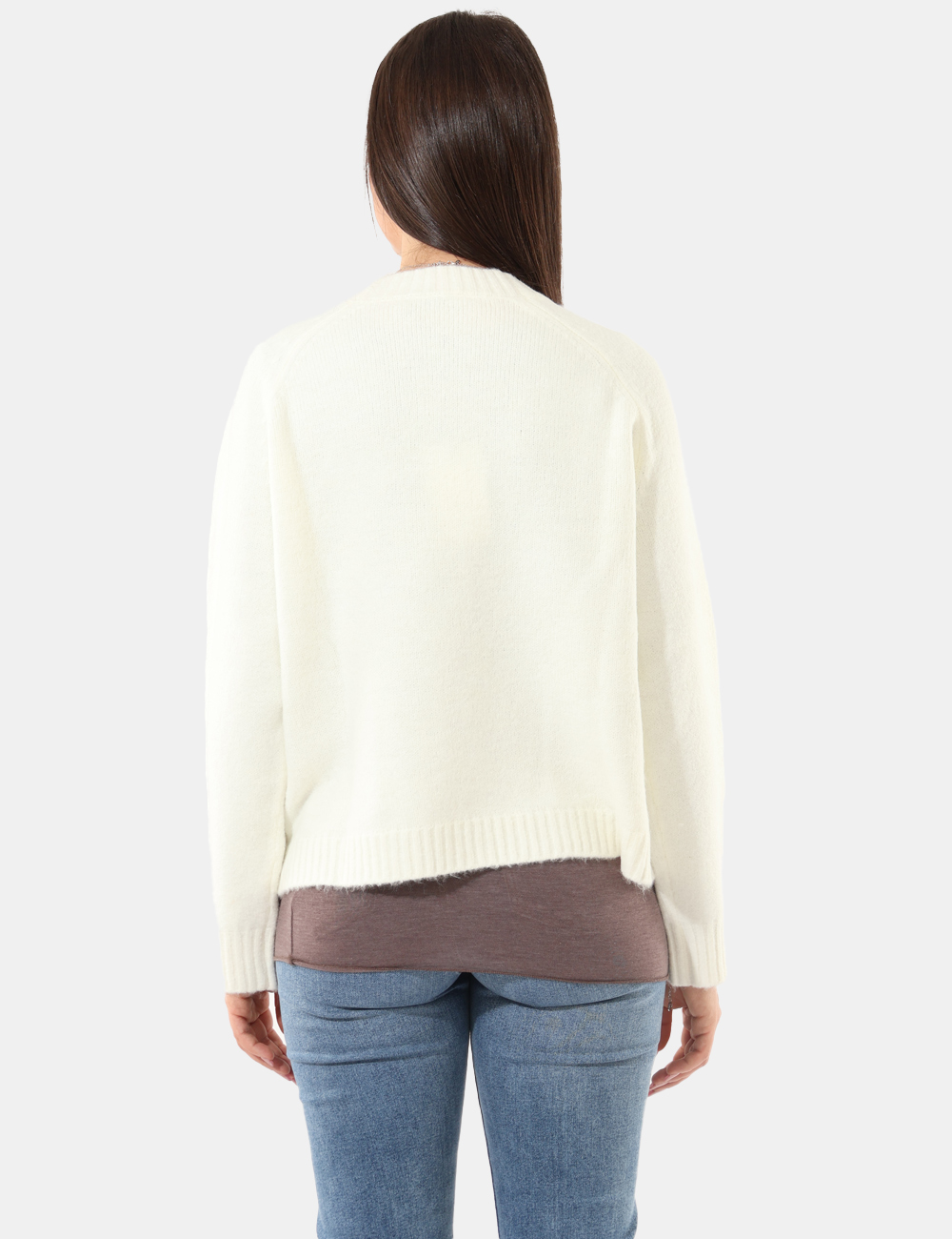 NA612-SA_PANNA_AI25_2 Maglione Rue De Clerie Panna - Maglione modello cardigan, in misto lana, total bianco panna con tasche a toppa. La vestibili