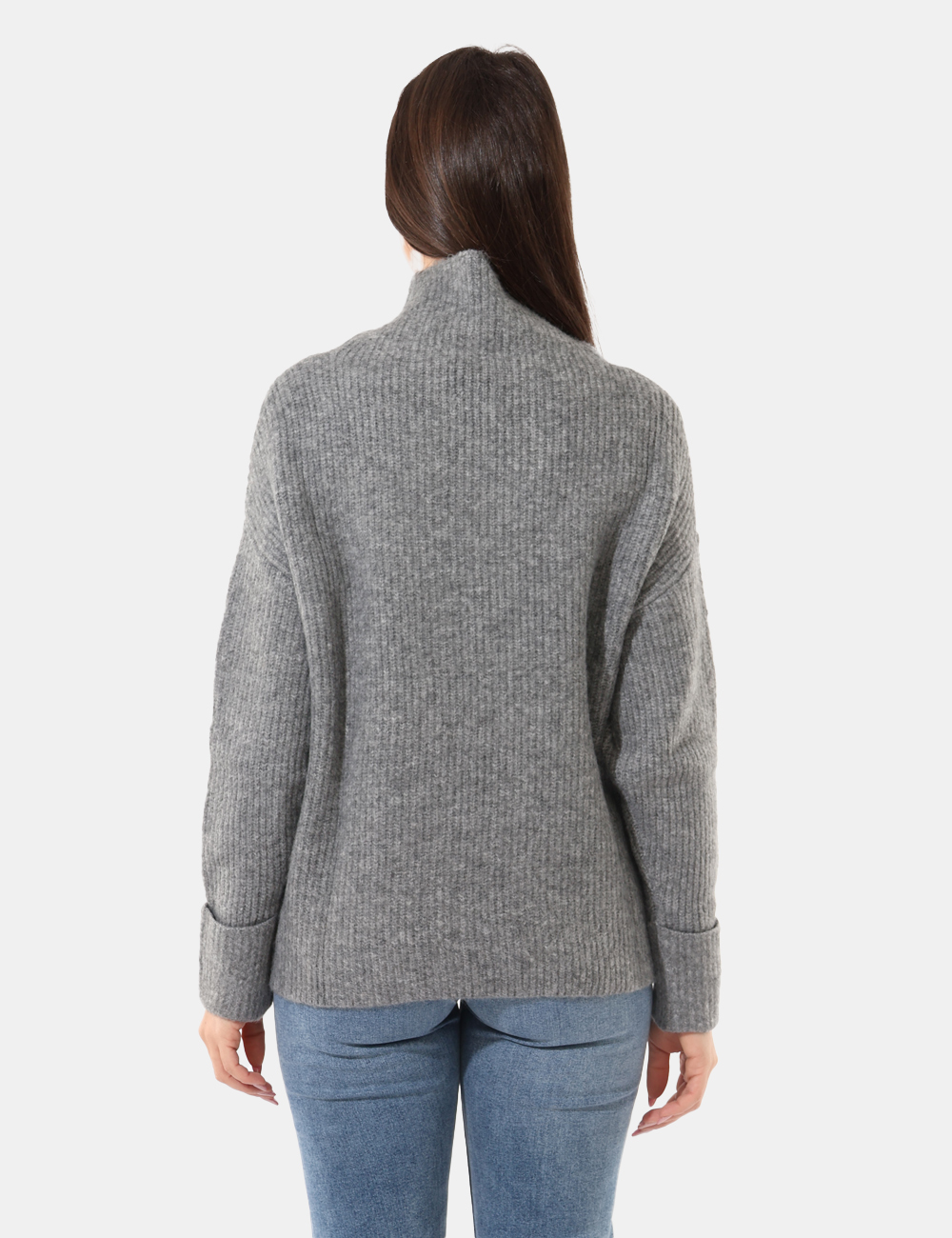 NA637-SA_GRIGIO-MEDIO_AI25_2 Maglione Rue De Clerie Grigio - Maglione a collo alto, in misto lana, total grigio chiaro. La vestibilità è morbida e regola