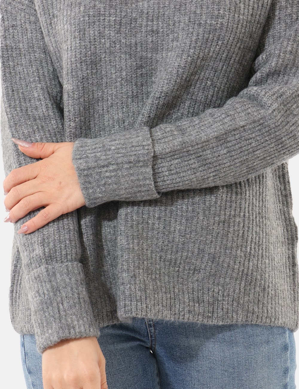 NA637-SA_GRIGIO-MEDIO_AI25_3 Maglione Rue De Clerie Grigio - Maglione a collo alto, in misto lana, total grigio chiaro. La vestibilità è morbida e regola