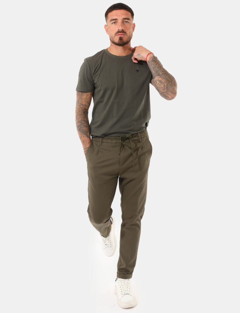 pantaloni in cotone da uomo scontati - Pantaloni Concept83 Verde