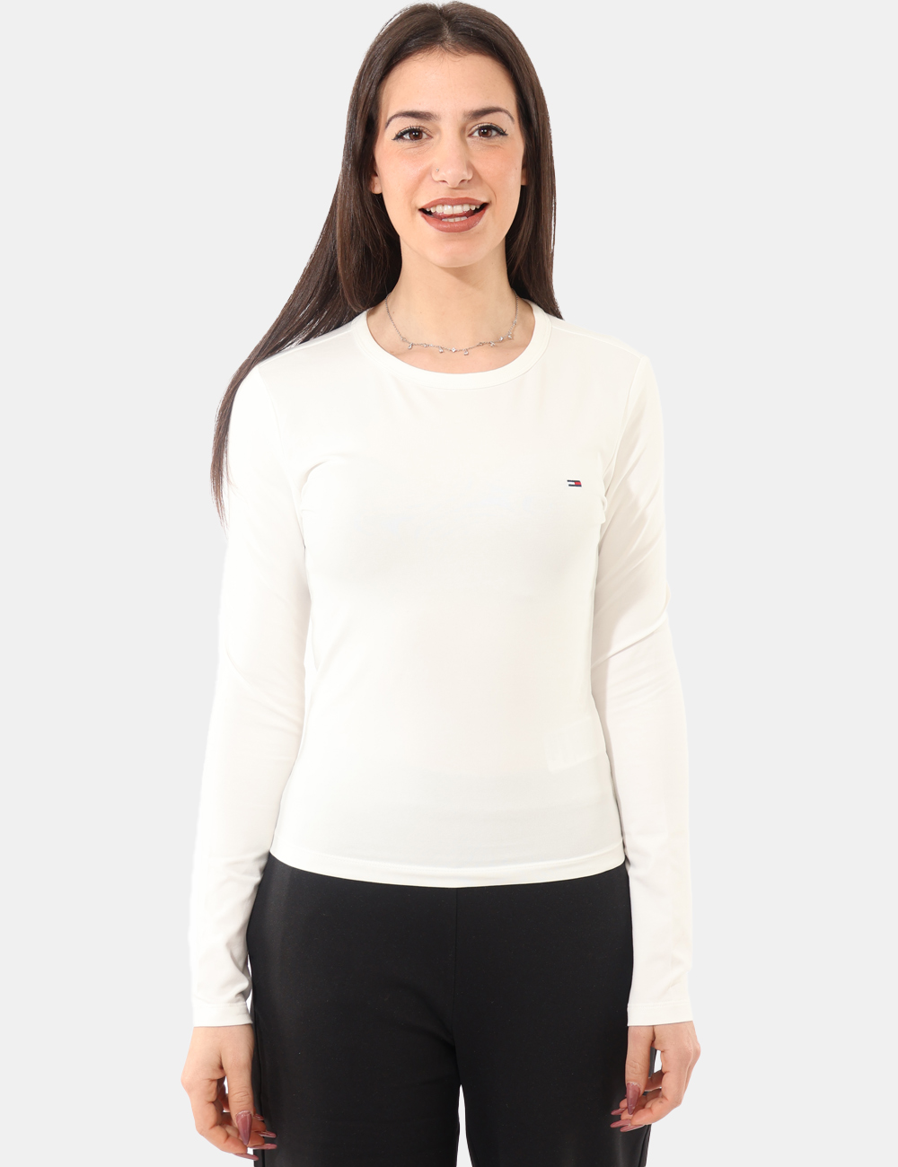 DW0DW19994-OB_YBL_PE26_4 T-shirt Tommy Hilfiger Bianco - T-shirt TOMMY HILFIGER Bianco da donna, un capo essenziale e raffinato pensato per accompagn