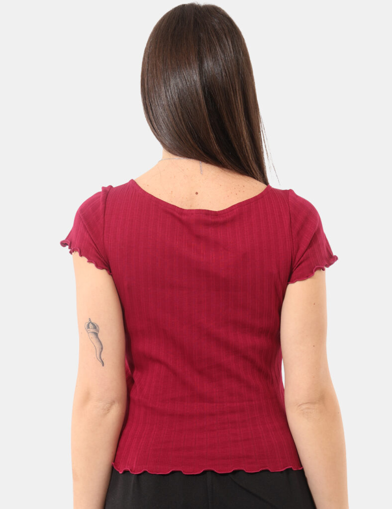Abbigliamento donna scontato - T-shirt Tommy Hilfiger Bordeaux