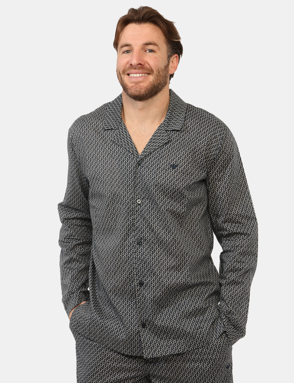 EM000615-AF19318-GI-CB_NERO_PE26_7 Pigiama Emporio Armani tg.M - Pigiama EMPORIO ARMANI Il Pigiama EMPORIO ARMANI in fantasia da uomo è pensato per chi desider