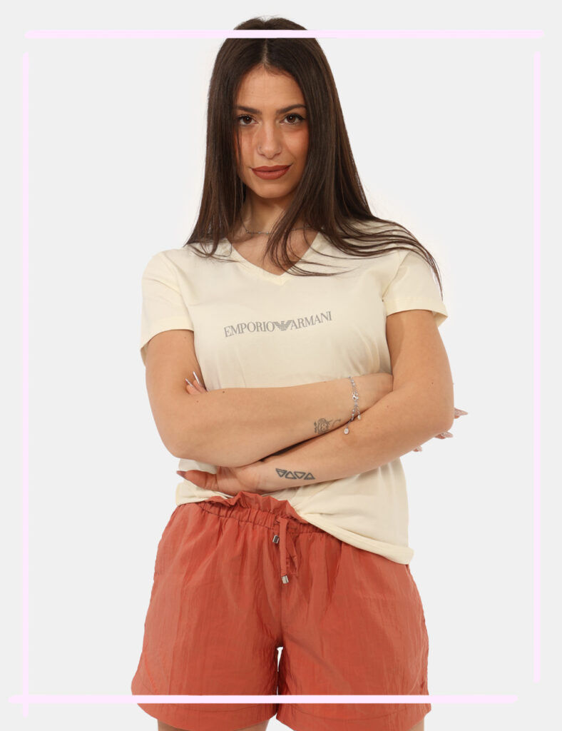Abbigliamento e accessori da donna Armani - T-shirt Emporio Armani Panna tg.S