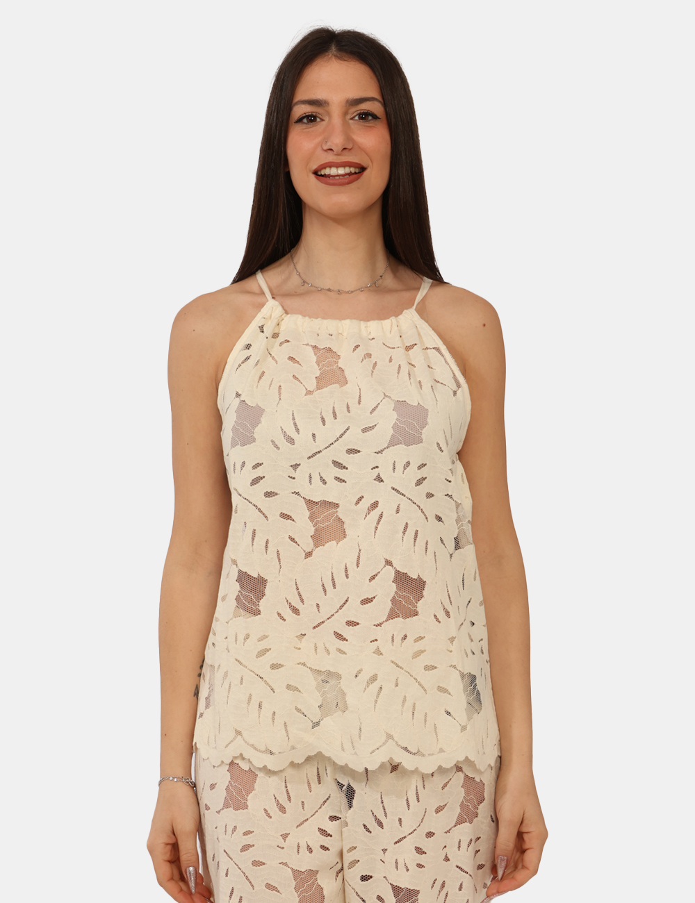 EW003454-AF20798-GI-CB_BIANCO_PE26_6 Top Emporio Armani Panna tg.S - Top EMPORIO ARMANI Il Top EMPORIO ARMANI panna da donna è un capo delicato e raffinato, perf