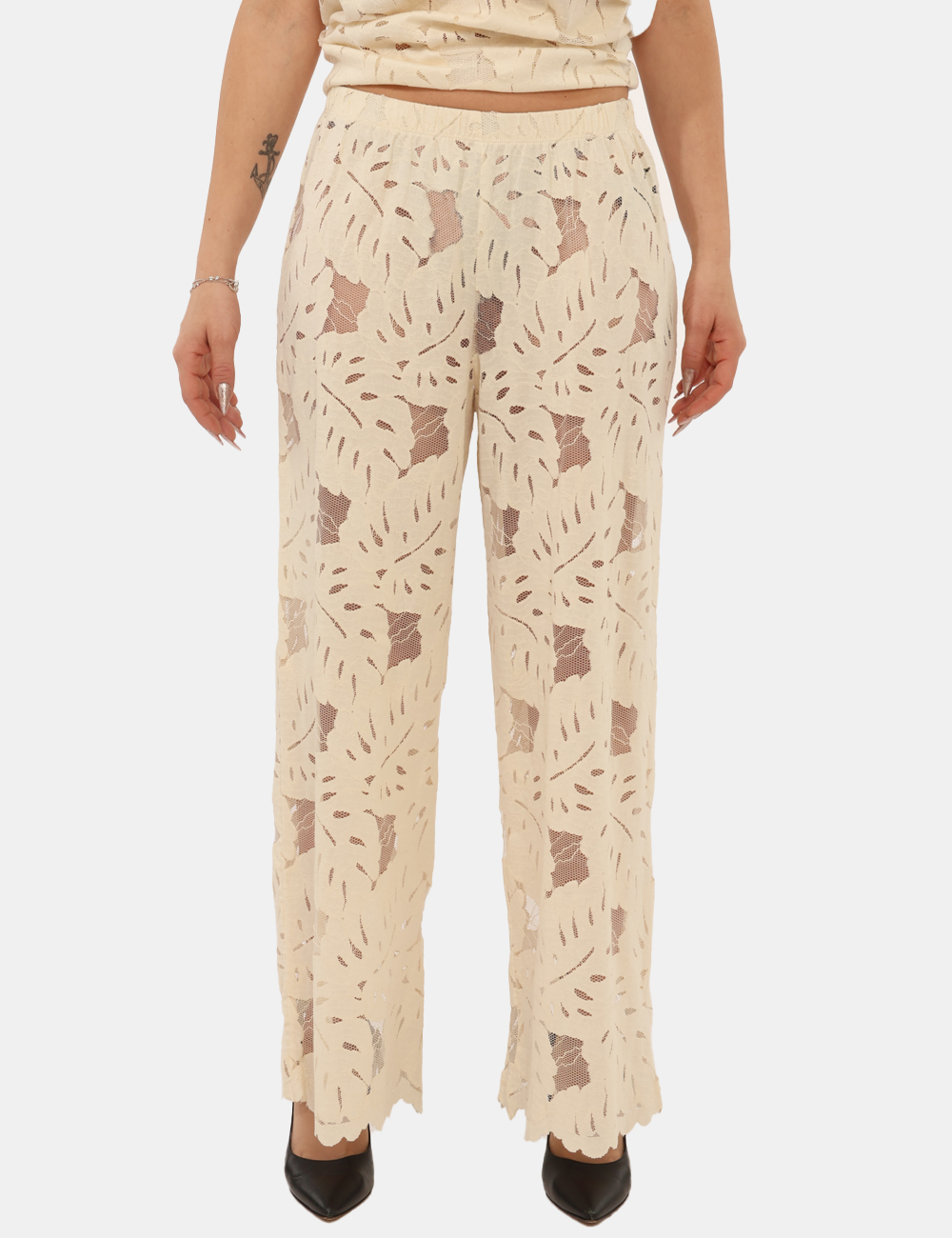 EW003456-AF20798-GI-CB_BIANCO_PE26_5 Pantaloni Emporio Armani Panna tg.S - Pantaloni EMPORIO ARMANI I Pantaloni EMPORIO ARMANI panna da donna sono la scelta idea