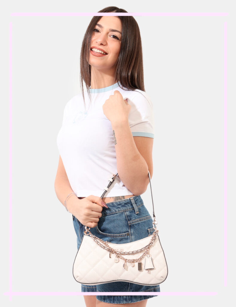 Borsa donna scontata - Pochette Guess Bianco