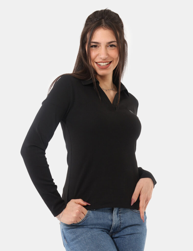 Maglia da donna scollo a V - Maglia scollata - Maglia Calvin Klein Nero