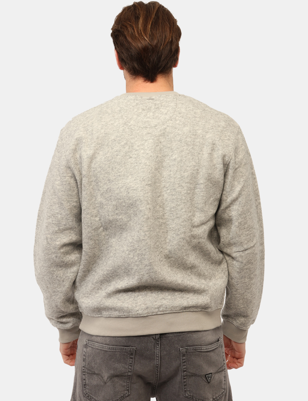 M5BQ07-KC380-SB_LIGHT-STONE-HEATHER_PE26_2 Felpa Guess Grigia - Felpa GUESS Grigia da uomo La Felpa GUESS Grigia è il capo ideale per affrontare la stagione con uno st
