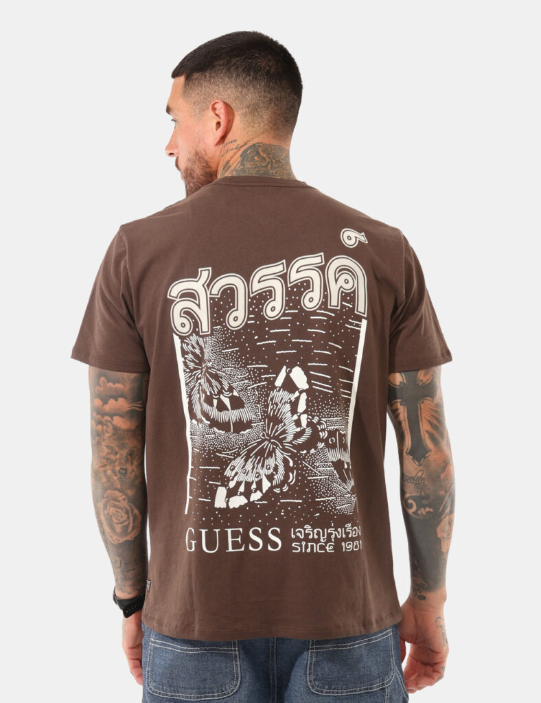 T-shirt uomo scontata - T shirt Guess Marrone taglia L
