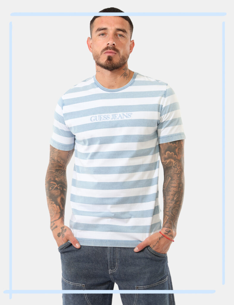 T-shirt uomo scontata - T shirt Guess Azzurro taglia L