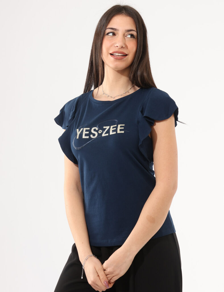 Abbigliamento donna scontato - T-shirt Yes Zee Blu