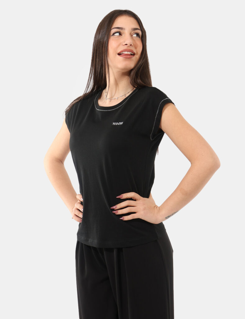 Abbigliamento donna scontato - T-shirt Yes Zee Nero