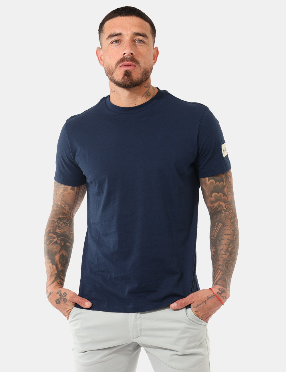 T766-SG02_BLU_PE26_1 T-shirt Yes Zee Blu - T-shirt YES ZEE Blu da uomo, un capo essenziale che unisce stile contemporaneo e comfort quotidiano. R