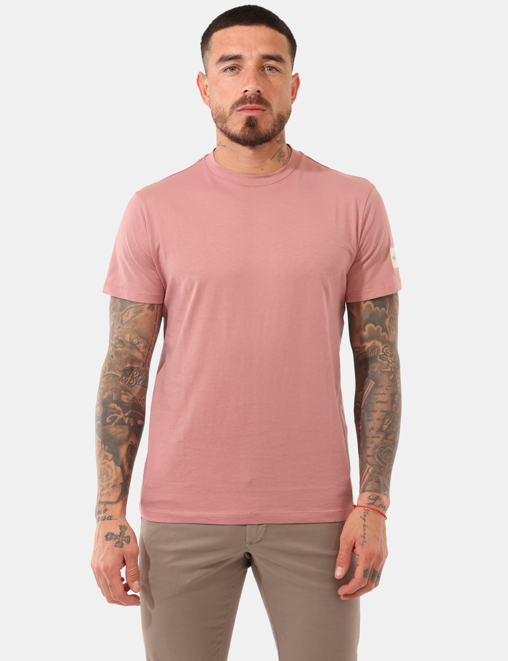 T766-SG02_ROSA-CENERE_PE26_5 T-shirt Yes Zee Rosa - T-shirt YES ZEE Rosa da uomo, un capo essenziale che unisce stile contemporaneo e comfort quotidiano.