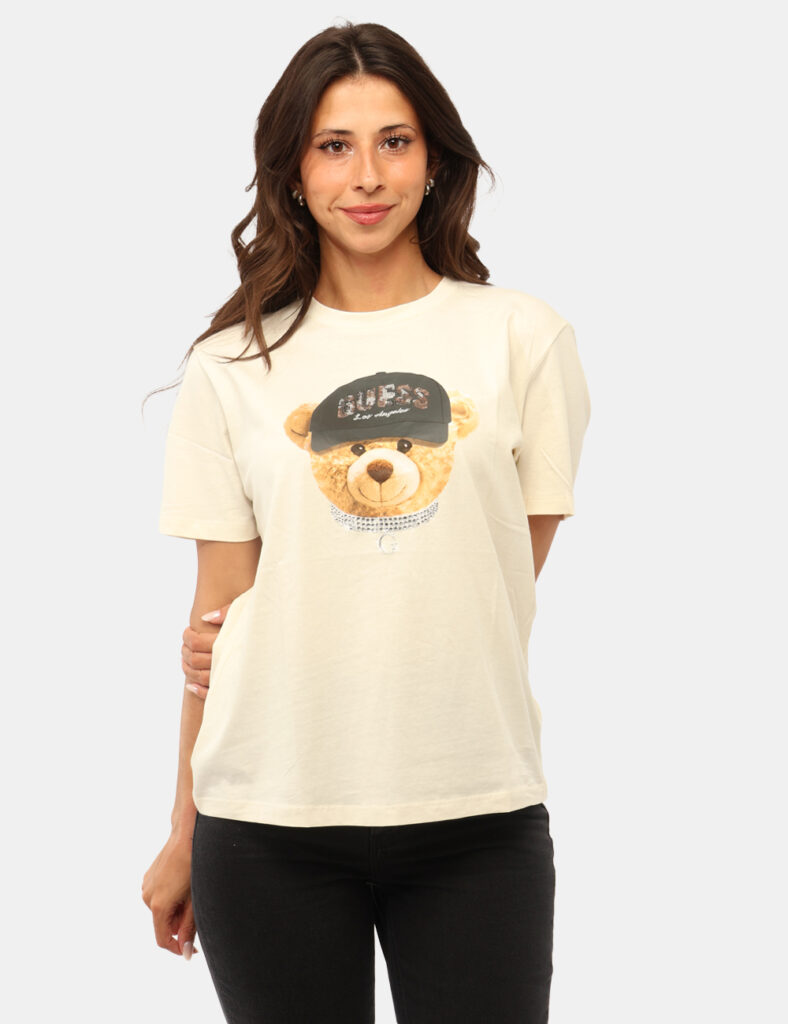 T-shirt Guess Panna - T-shirt GUESS Panna da donna Romantica e originale, la T-shirt GUESS Panna è il capo perfetto per aggi