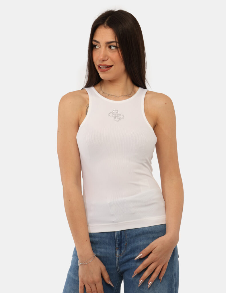 Top Guess Bianco - Top GUESS Bianco da donna Il Top GUESS Bianco è il capo ideale per illuminare i tuoi look con semplicità