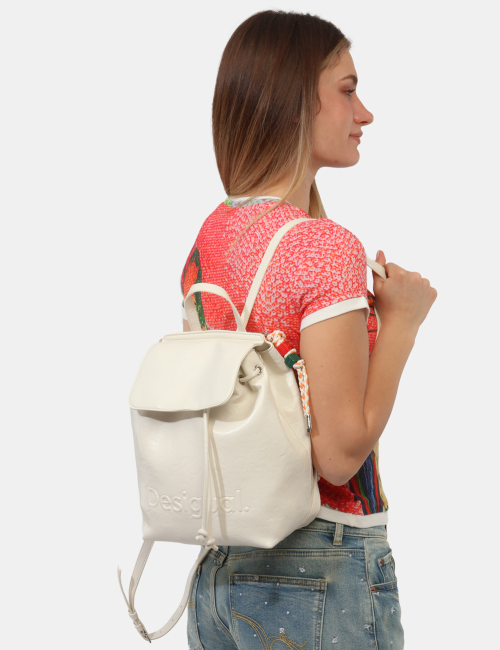 26SAKP18-OB_BIANCO_PE26_1 Zaino Desigual Bianco - Zaino DESIGUAL Bianco da donna Fresco, luminoso e dal carattere contemporaneo, lo Zaino DESIGUAL Bia