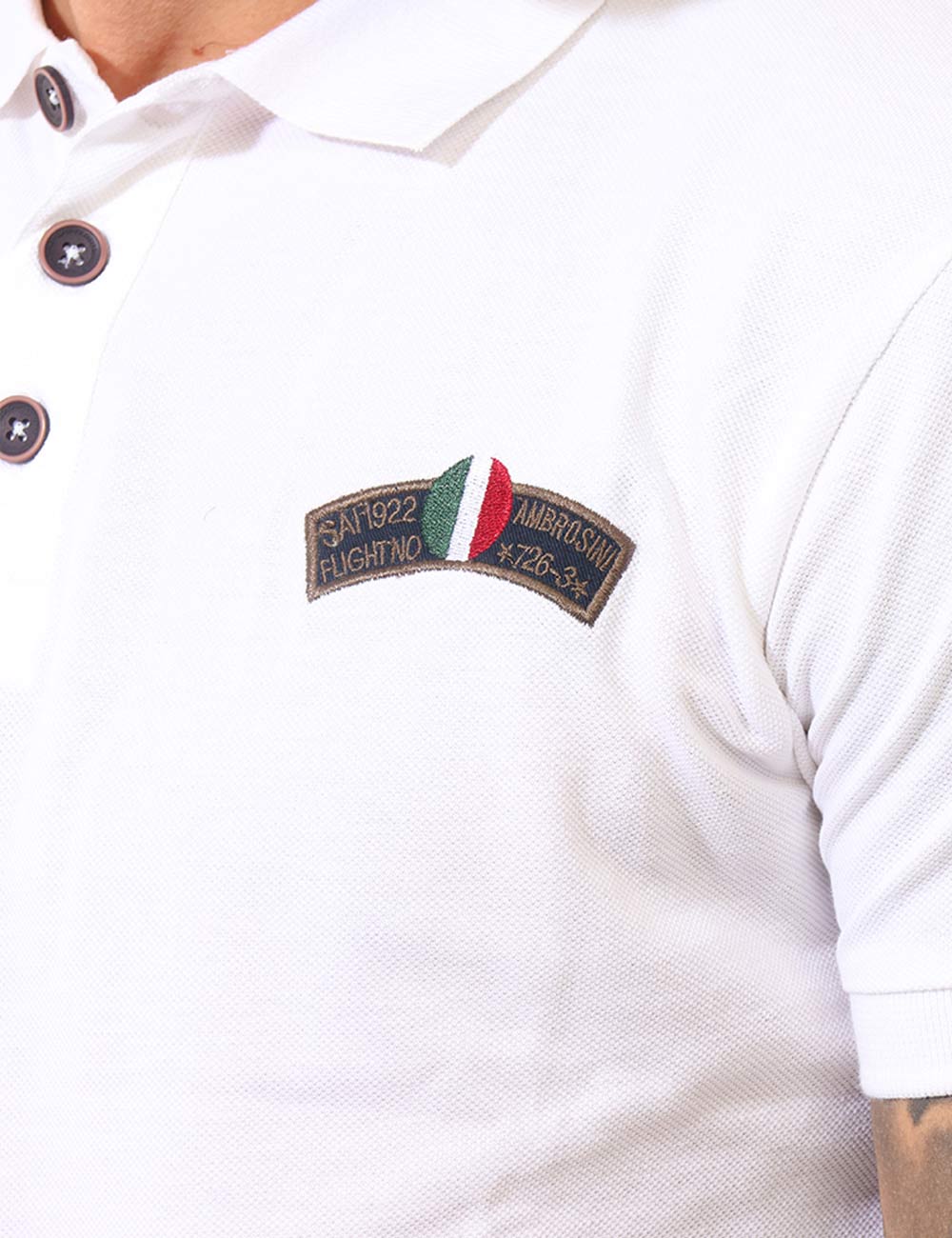 ARE5PL010385U-SB_BIANCO_PE26_5 Polo Aeronautica Italiana Bianca - Polo AERONAUTICA ITALIANA Bianca da uomo La Polo AERONAUTICA ITALIANA Bianca è un capo ic