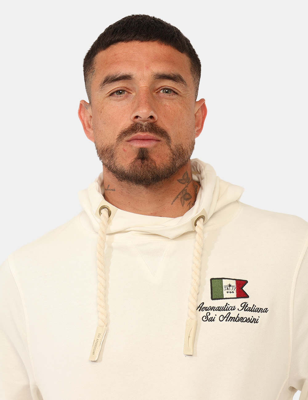 ARE6FP031092U-SB_PANNA_PE26_5 Felpa Aeronautica Italiana Bianca - Felpa AERONAUTICA ITALIANA Bianca da uomo La Felpa AERONAUTICA ITALIANA Bianca è il capo
