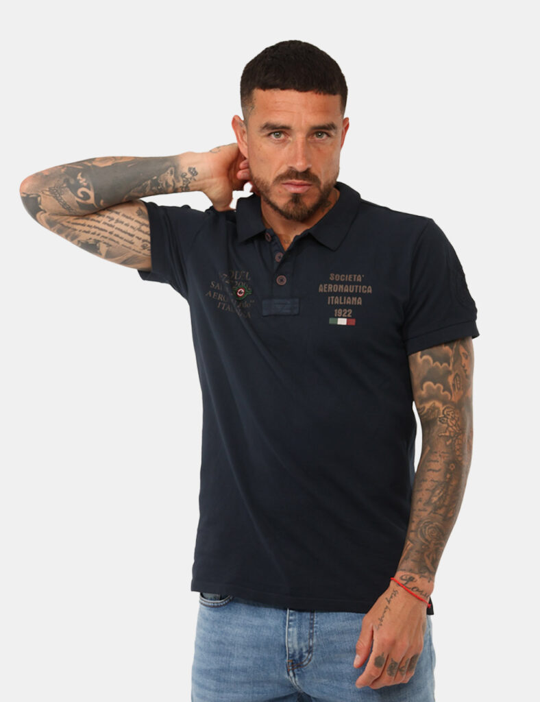 Polo Aeronautica Italiana Blu - Polo AERONAUTICA ITALIANA Blu da uomo La Polo AERONAUTICA ITALIANA Blu è il capo ideale per