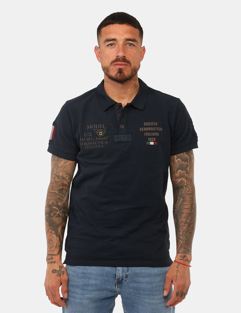 ARE6PL031067U-SB_NAVY_PE26_7 Polo Aeronautica Italiana Blu - Polo AERONAUTICA ITALIANA Blu da uomo La Polo AERONAUTICA ITALIANA Blu è il capo ideale per