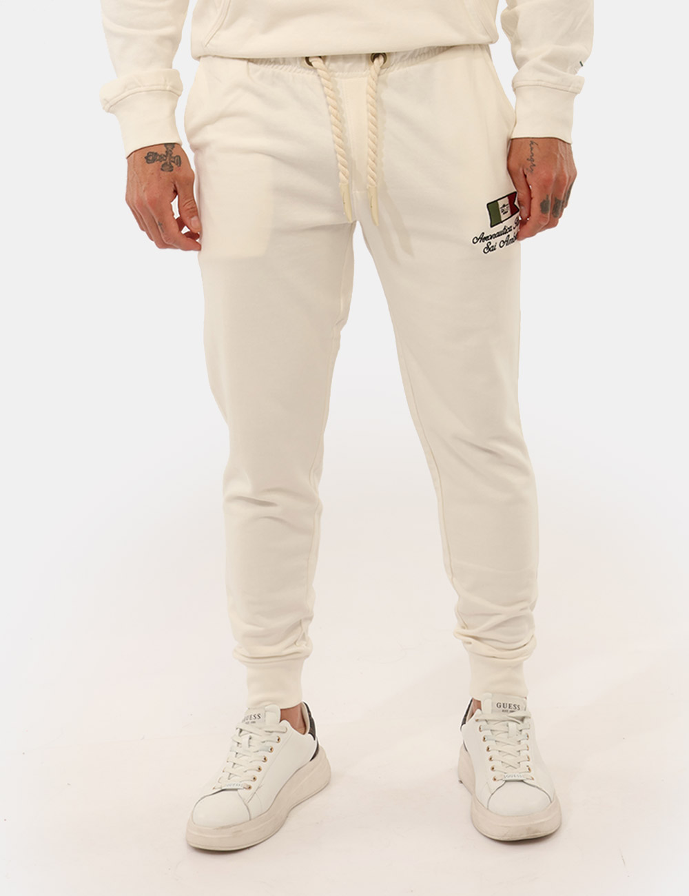 ARE6PT031094-U-SB_PANNA_PE26_5 Pantaloni della tuta Aeronautica Italiana Bianchi - Pantaloni della tuta AERONAUTICA ITALIANA Bianchi da uomo I pantaloni de