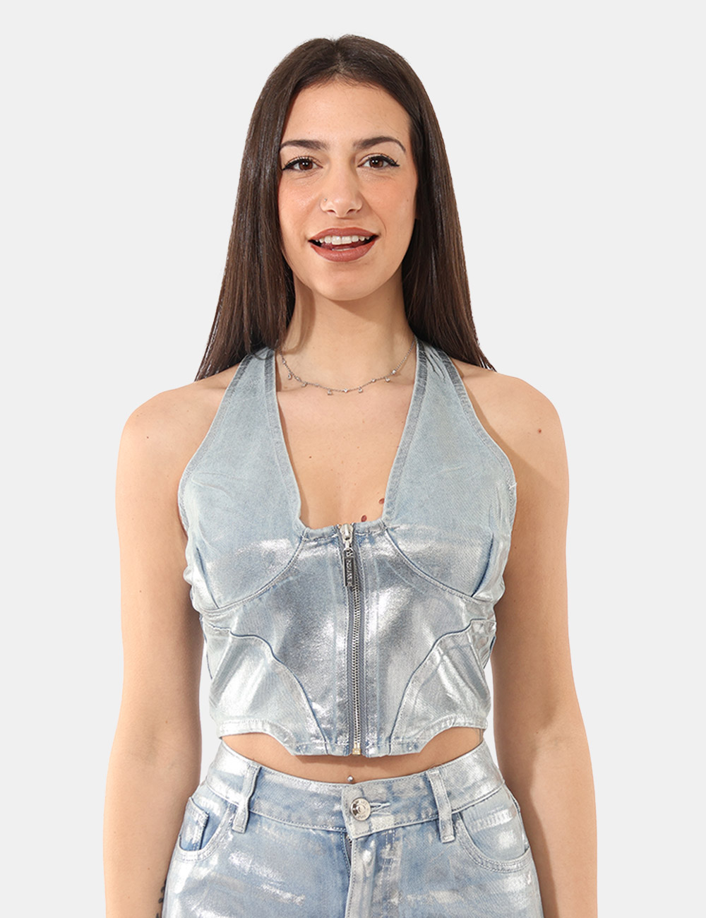 C611DD46001-D-CB_JEANS_PE26_5 Top Denny Rose Azzurro tg.S - Top DENNY ROSE Azzurro da donna Il Top DENNY ROSE Azzurro è la scelta ideale se desideri un ca