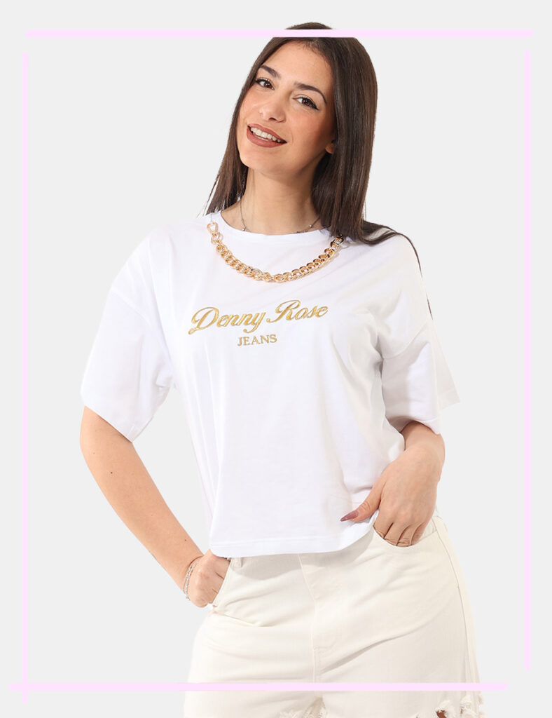 T-shirt Denny Rose Bianca tg. S - T-shirt DENNY ROSE Bianca da donna La T-shirt DENNY ROSE Bianca è il capo essenziale che n