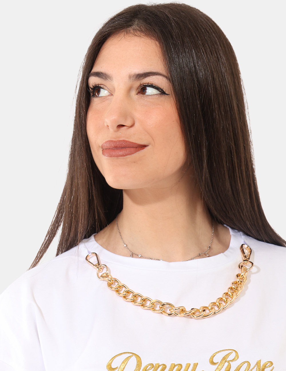 C611ND-64007-MA-CB_BIANCO_PE26_3 T-shirt Denny Rose Bianca tg. S - T-shirt DENNY ROSE Bianca da donna La T-shirt DENNY ROSE Bianca è il capo essenziale che n