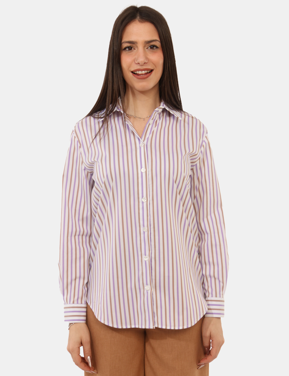 CAD01SP26-TCP216-SPLEND-1-OB_LILLA-CACAO_PE26_5 Camicia Materica Bianca - Camicia MATERICA Bianca La Camicia MATERICA Bianca interpreta con eleganza il guardaroba femminile