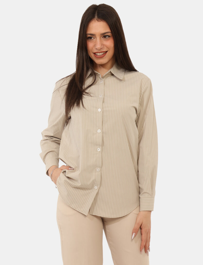 Abbigliamento donna scontato - Camicia Materica Beige
