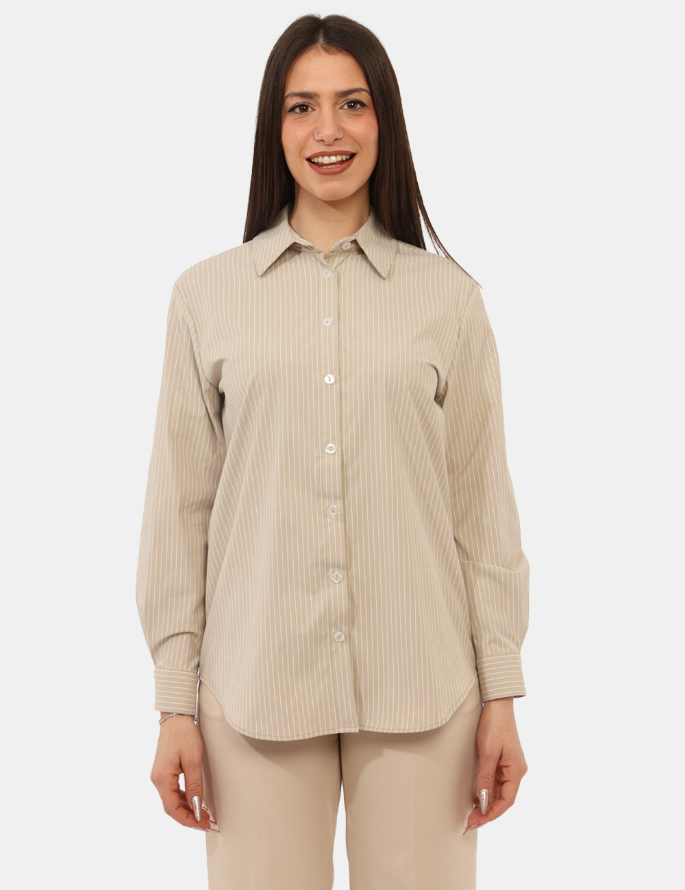 CAD01SP26-TCP230-CAMI-3282-OB_BEIGE-BIANCO_PE26_5 Camicia Materica Beige - Camicia MATERICA Beige La Camicia MATERICA Beige è un capo versatile e raffinato, perfetto per acco